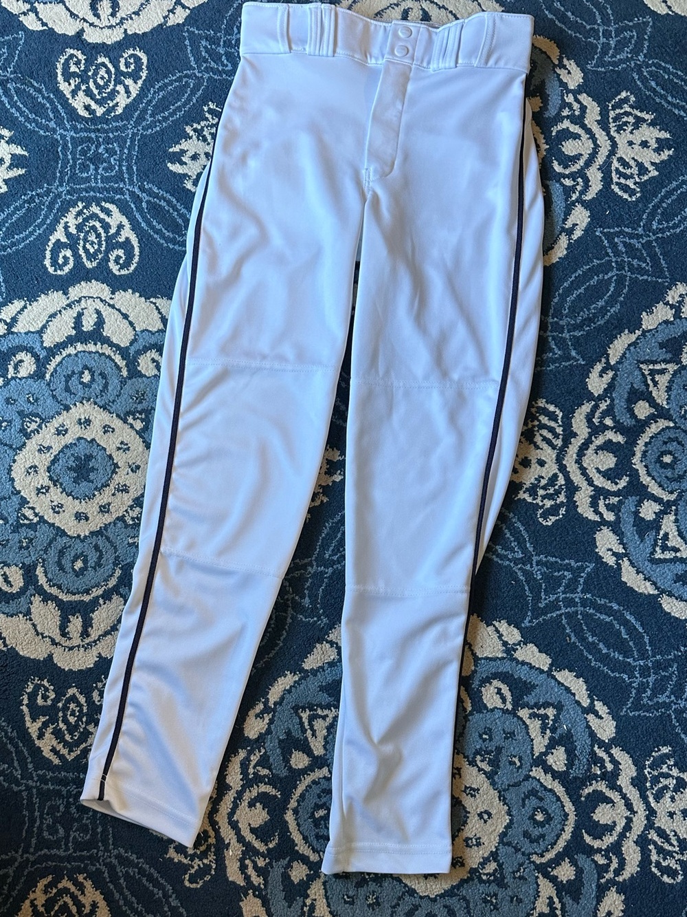 Men's Small White Baseball Pants with Black Piping.

BRAND NEW - Only Tried On